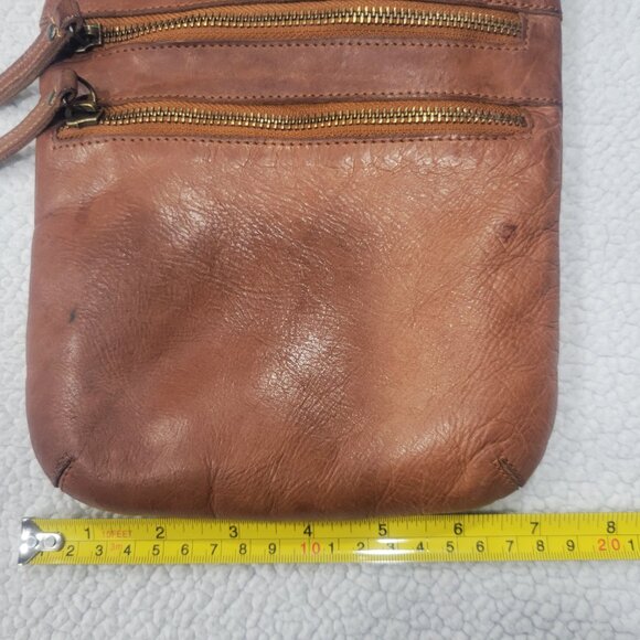 COCHOA Crossbody Sling Bag Small Caramel Brown Leather Purse Vintage - Picture 12 of 13